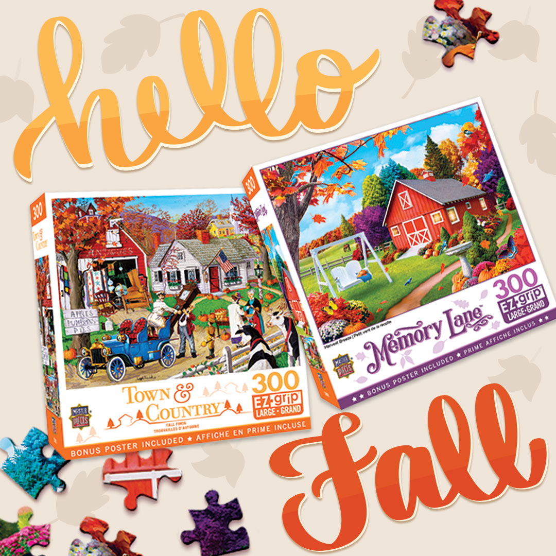 MasterPiecesToy's tweet photo. We'e turning a new leaf over and bringing out our favorite seasonal picks! 🍁 🍂 

Do you call it 'fall' or 'autumn'? 🤔 Tell us down below! 👇 

🌟 Shop all new fall puzzles here: https://t.co/PdVxwFiZiK 👈🏼

#jigsawpuzzle #masterpiecespuzzle #puzzlegram #puzzlecommunity #puzzle https://t.co/JInZZkhcP2