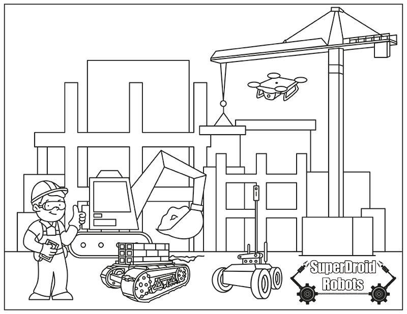 SDRobots's tweet photo. Let the kids (or yourself) have a little fun. 

Download these free coloring pages of robots on construction jobsites, manufacturing facilities, and protecting our communities at https://t.co/4u5KTH7D7R https://t.co/lLk8a8UGlK