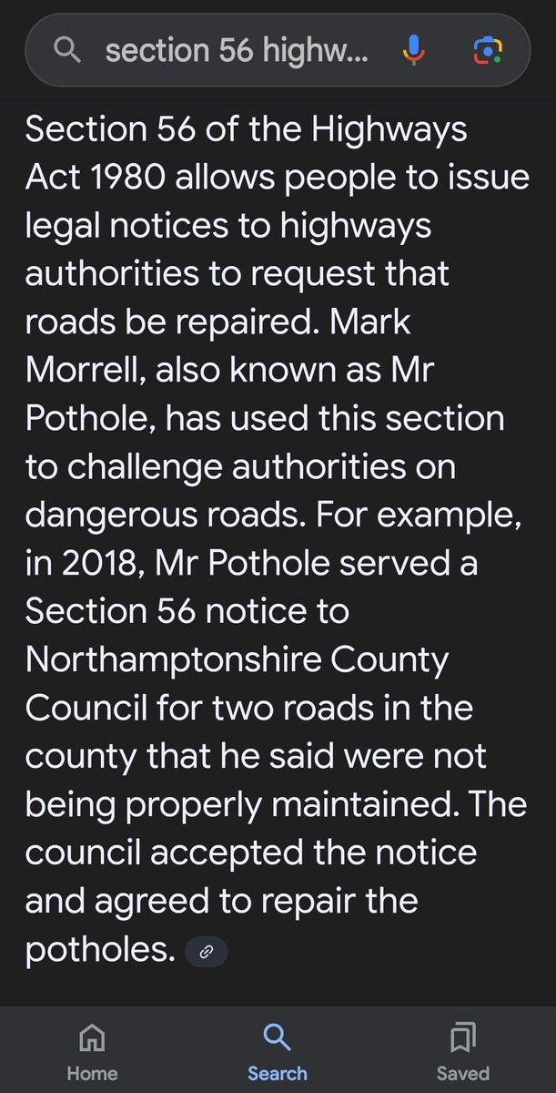 mrpotholeuk's tweet photo. @VisTran @LilianGreenwood @NationalRoarDay 16th June 2025. The public will be able to use Section 56 of the Highways Act 1980. To issue legal notices on highways authorities for roads #OutOfRepair. To get action to fix failing roads! https://t.co/1TftRpwJ4M