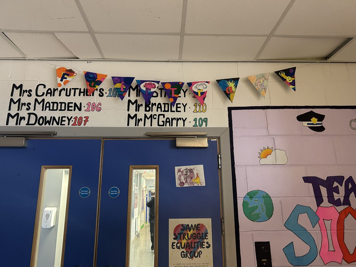 MissWhiteGeog's tweet photo. Our lovely #fairtradefortnight bunting taking pride of place in the social subs dept 🍌🎉 @amandamadden182 @socialallsaints https://t.co/Mdgn0NZwTr