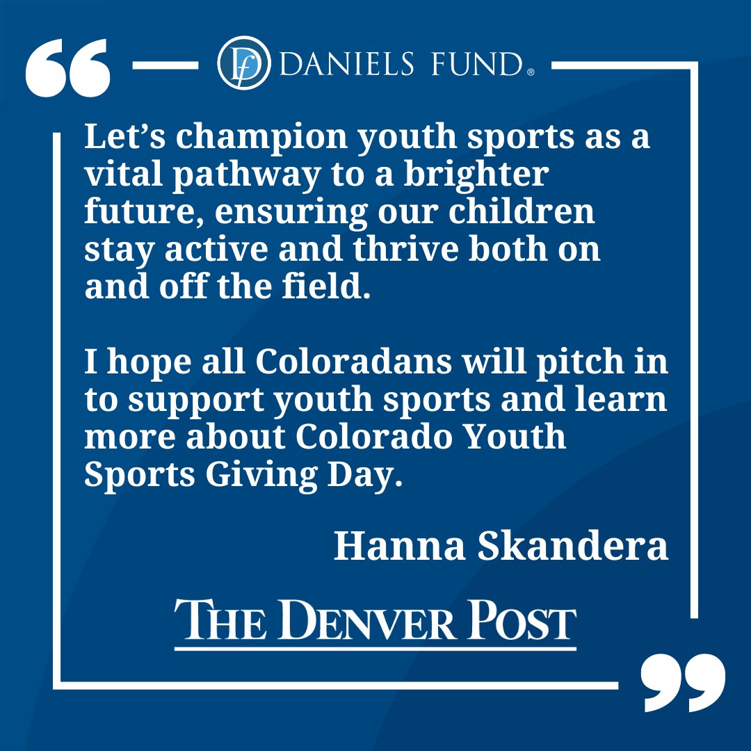 In her latest op-ed, Hanna Skandera, President &amp; CEO of the Daniels Fund, underscores how youth sports can transform our kids' futures – boosting self-esteem, academic performance, and building resilience. Yet, many children lack access to these vital opportunities.  

That's why