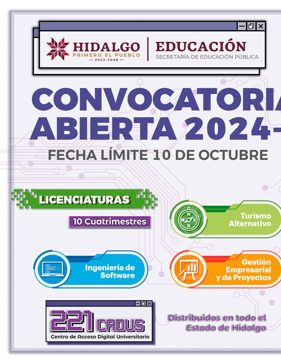 SEMSyS_SEPH's tweet photo. #Convocatoria | ¡Inscríbete en @UNIDEHidalgo!
Estudia Licenciaturas y Maestrías en línea con programas de calidad y docentes especializados.
📄 Consulta la convocatoria: https://t.co/wCNFqNYYFo
¡Únete ahora! #PrimeroLaEducación #UNIDEH https://t.co/c76dwPoCA3