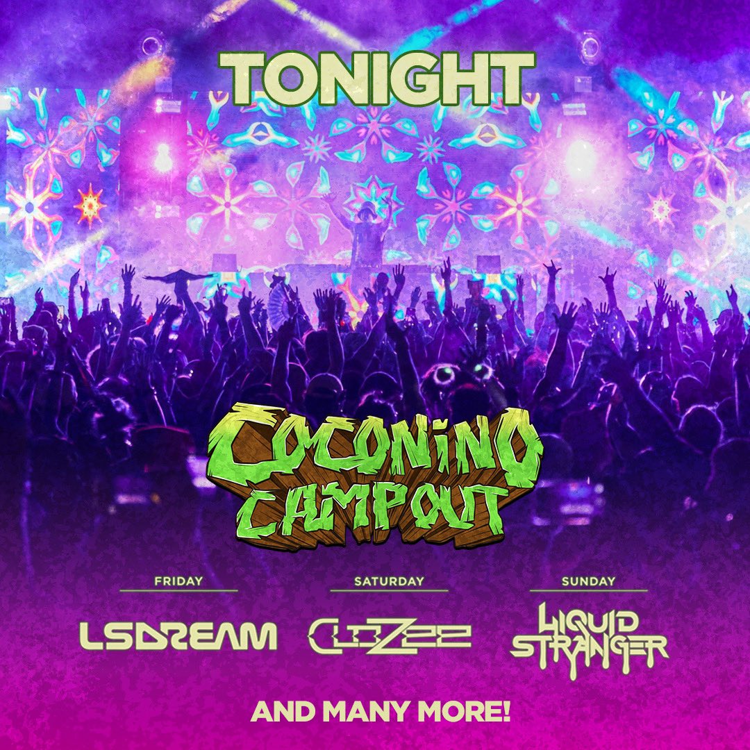 TODAY! Our weekend of wiggling &amp; getting weird in the woods with the homies has finally arrived 🌀🏕️ Be safe, drink water, look out for one another &amp; we’ll see you VERY soon! 

🎟️ CoconinoCampout.com