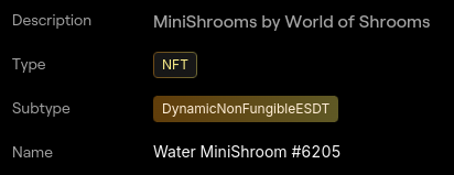 WOShrooms's tweet photo. Dynamic NFTs are coming to #MultiversX and we're ready! 🍄

Each time your MiniShroom levels up, their data is updated on-chain! ⛓️

Ensuring you can trade them on @XoxnoNetwork and @flipixio with the latest information 🛒
Or just look at them on @xPortalApp 📲