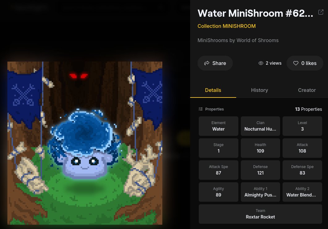 Dynamic NFTs are coming to #MultiversX and we're ready! 🍄

Each time your MiniShroom levels up, their data is updated on-chain! ⛓️

Ensuring you can trade them on <a href="/XoxnoNetwork/">XOXNO Network</a> and <a href="/flipixio/">FLIPiX 🙃 NFT Marketplace</a> with the latest information 🛒
Or just look at them on <a href="/xPortalApp/">xPortal</a> 📲