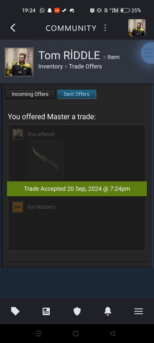 _m3ayy's tweet photo. @elprincipecsgo  hızlı ve güvenilir bir trade satış istiyorsanız yabancı sitelerle uğraşmayın 2 dakika içinde işlemim halloldu kendisine çok teşekkür ederim https://t.co/fXbzSHSCy3