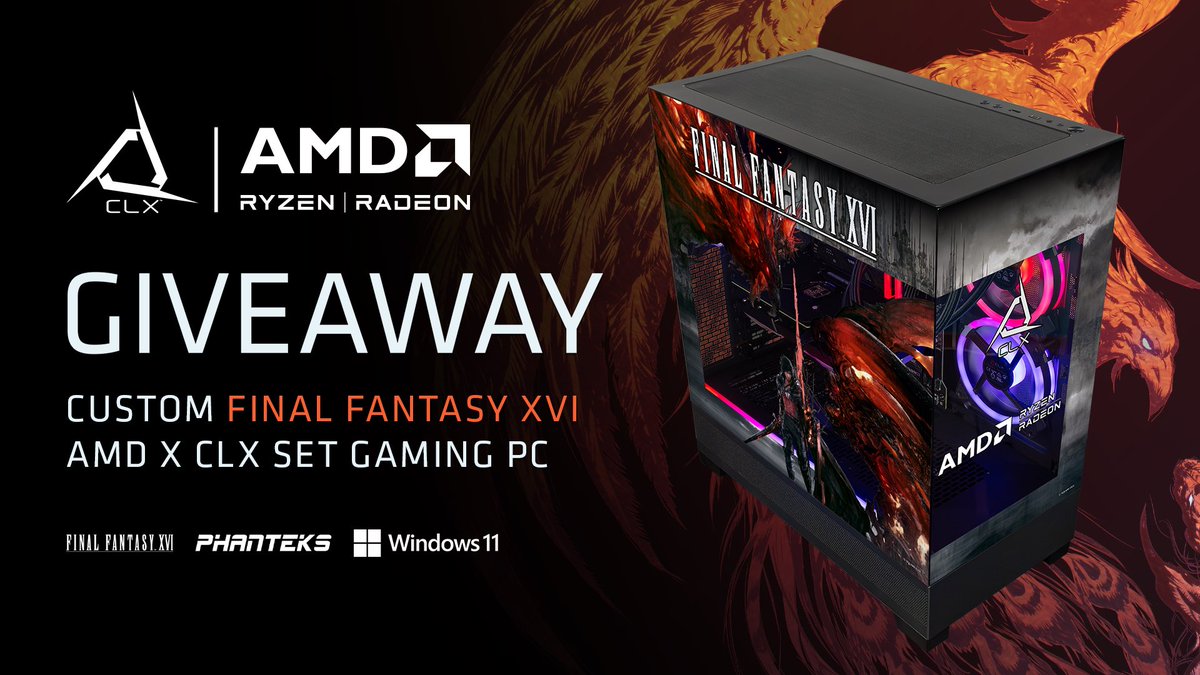 CLX Gaming (@clxgaming) on Twitter photo 🚨PC GIVEAWAY 🚨
We teamed up with <a href="/AMDGaming/">AMD Gaming</a> to give you a chance to win a custom Final Fantasy XVI themed Set gaming PC!
✨ LIKE
💫 REPOST
💥 TAG A FRIEND
Join us Tuesday on CLX Foundry LIVE to check out the PC as we build it!
enter here:
clxgaming.com/giveaways 🚨PC GIVEAWAY 🚨
We teamed up with <a href="/AMDGaming/">AMD Gaming</a> to give you a chance to win a custom Final Fantasy XVI themed Set gaming PC!
✨ LIKE
💫 REPOST
💥 TAG A FRIEND
Join us Tuesday on CLX Foundry LIVE to check out the PC as we build it!
enter here:
clxgaming.com/giveaways