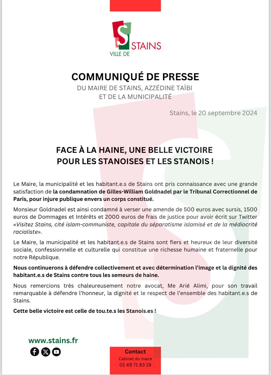 Azzédine TAÏBI - Maire de @VilledeStains tweet media