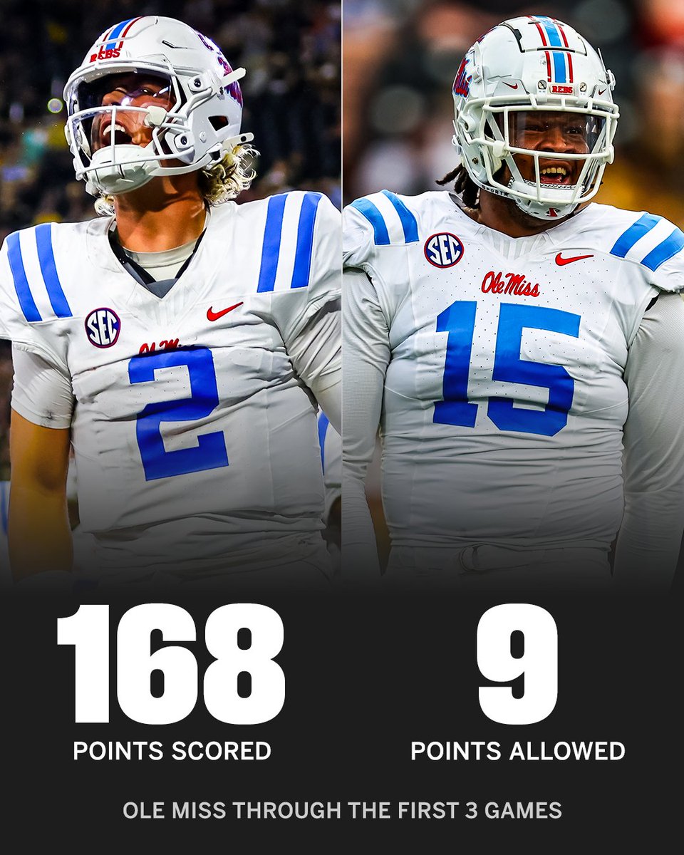 SEC Network (@secnetwork) on Twitter photo The only team in SEC history to score 150+ and allow less than 10 points through its first three games: <a href="/OleMissFB/">Ole Miss Football</a> 🔥 The only team in SEC history to score 150+ and allow less than 10 points through its first three games: <a href="/OleMissFB/">Ole Miss Football</a> 🔥