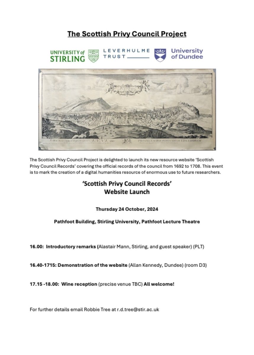 Announcing the official launch of the Scottish Privy Council Records website! Join us at Stirling on 24 October.

eventbrite.co.uk/e/scottish-pri…