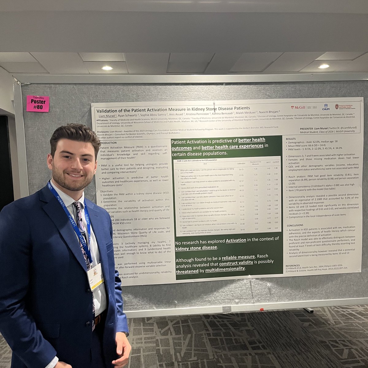 Liam Murad (@liammurad) on Twitter photo Excited to share our study validating the Patient Activation Measure in kidney stone disease patients at #NSAUA2024!
This work holds great promise for improving healthcare outcomes and driving down costs.
<a href="/NSAUA_Official/">@NSAUA_official</a> Excited to share our study validating the Patient Activation Measure in kidney stone disease patients at #NSAUA2024!
This work holds great promise for improving healthcare outcomes and driving down costs.
<a href="/NSAUA_Official/">@NSAUA_official</a>