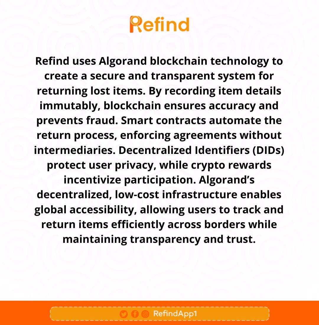 Refind and Algorand: How Blockchain Ensures Your Lost Items Are Returned.

#Blockchain #Algorand  #iPhone16  #Web3 #algo #Refind  <a href="/Refindapp1/">Refind</a>