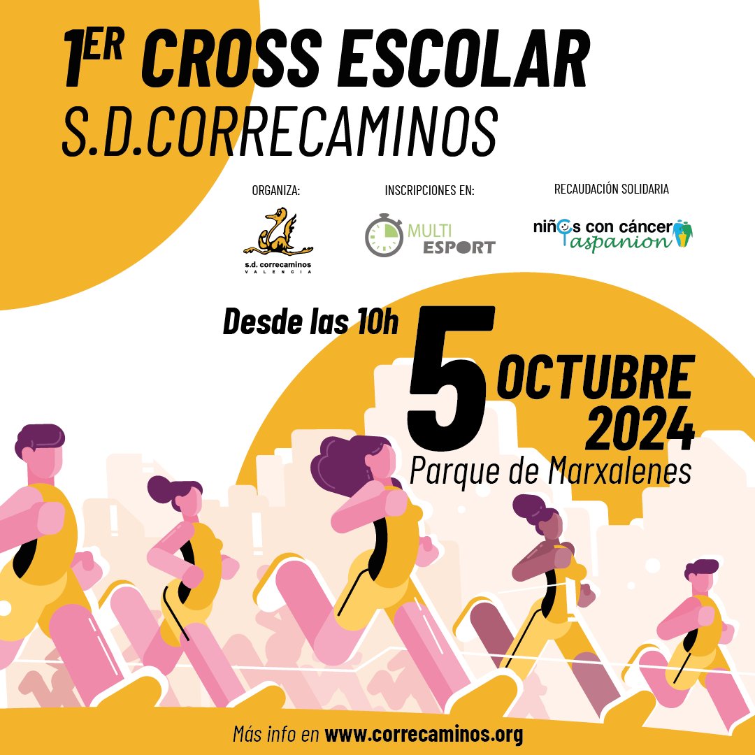 Os recordamos que el próximo 5 de octubre tendremos el I Cross Escolar Correcaminos en el Parque de Marxalenes para que los jóvenes atletas se lo pasen en grande. 👧👧🧒🧒