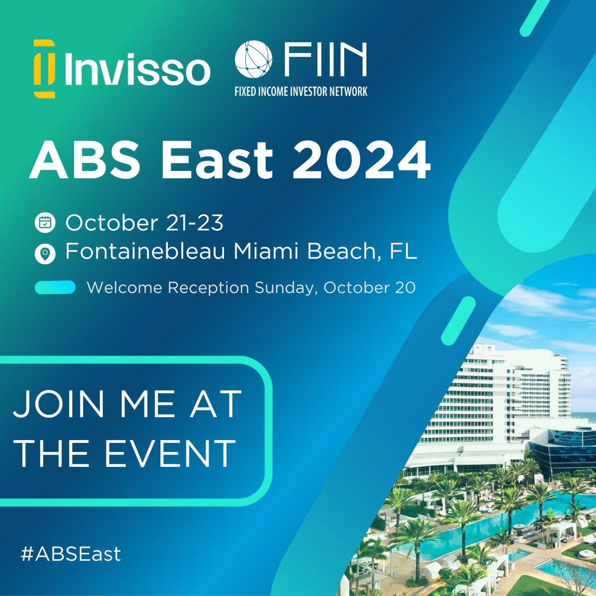 Attending #ABSEast? Let your network know by #sharing this post, making on-site meetings smoother. Get yourself on everyone's #radar, &amp; reconnect with friends, clients, &amp; future partners! See you in #Miami on Oct 21-23. Get the latest event updates here: spr.ly/6010on5Ak