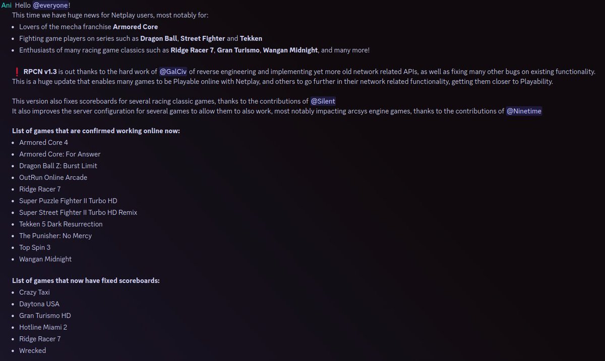 rpcs3's tweet image. Huge news for Netplay users!

The PSN emulator RPCN v1.3 is out with online support for many games on franchises such as:

- Armored Core
- Dragon Ball
- Gran Turismo
- Ridge Racer
- Street Fighter
- Tekken
- Wangan Midnight
- ...and many more!

Update RPCS3 and have fun!