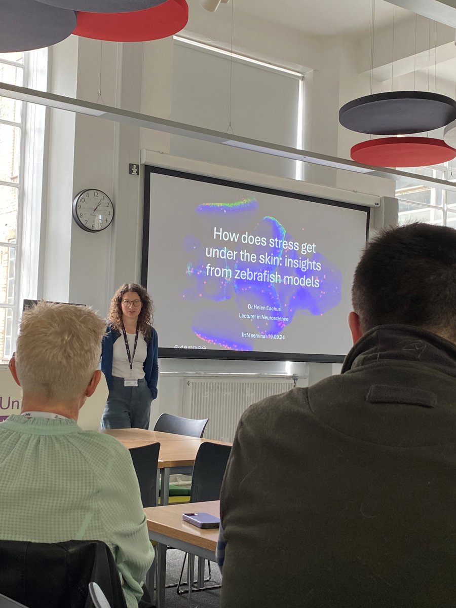 Great talk from <a href="/HelenEachus/">Helen Eachus</a> at our IHN Seminar yesterday on stress in development - very clear and accessible work linking basic science to its real life applications 🦓🐟🧠