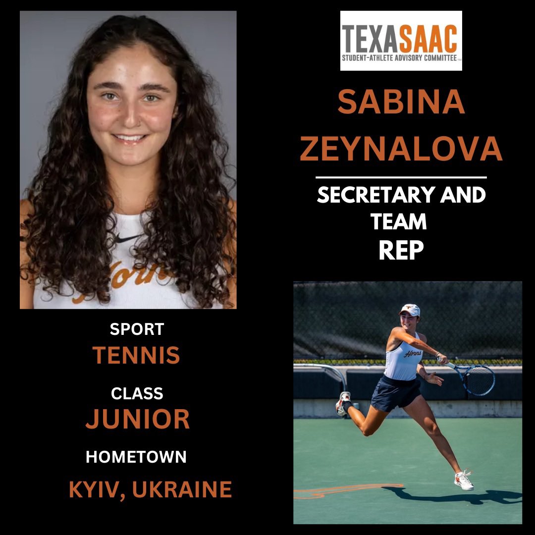 TexasSAAC's tweet image. From Womenโs Tennis, please welcome our 24-25 Secretary Sabina Zeynalova and team Rep Vivian Ovrootsky!๐พ๐ค๐ผ