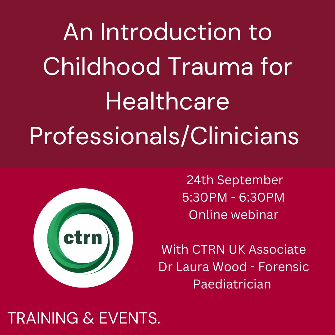 An important event hosted by Dr Laura Wood. 

See more information and get your ticket here 👉 childhoodtraumanetwork.co.uk/ctrn-uk-webina…