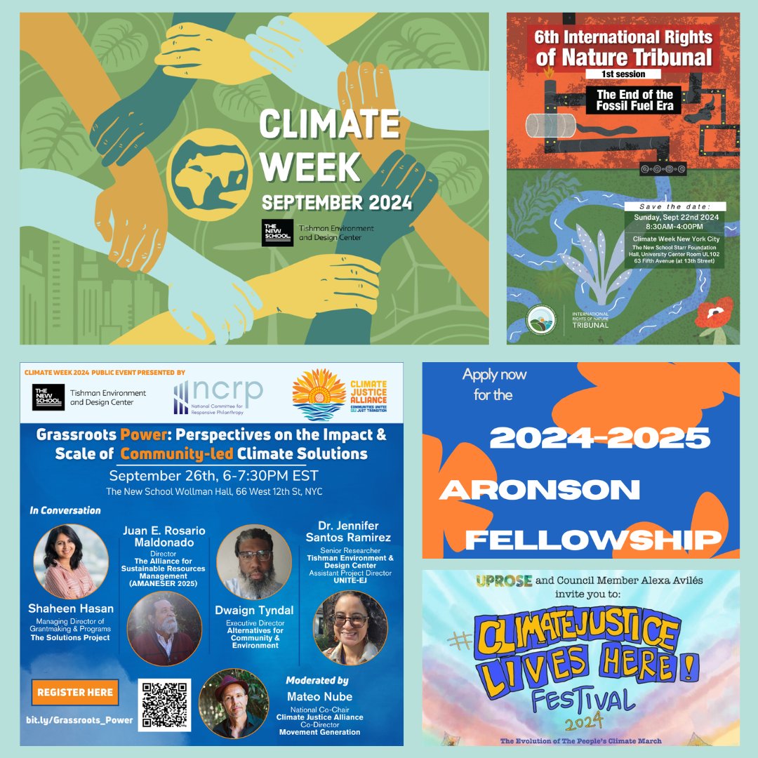 Check out our latest E-Blast for a roundup of events you don't want to miss during #ClimateWeek2024 🌱✨

🔗 👉Visit: bit.ly/TishmanCenterC…

Not receiving our Center's monthly newsletter and updates? Subscribe now: bit.ly/Subscribe2Tish… 🙌

#EJisDemocracy #EJDisruptDesign