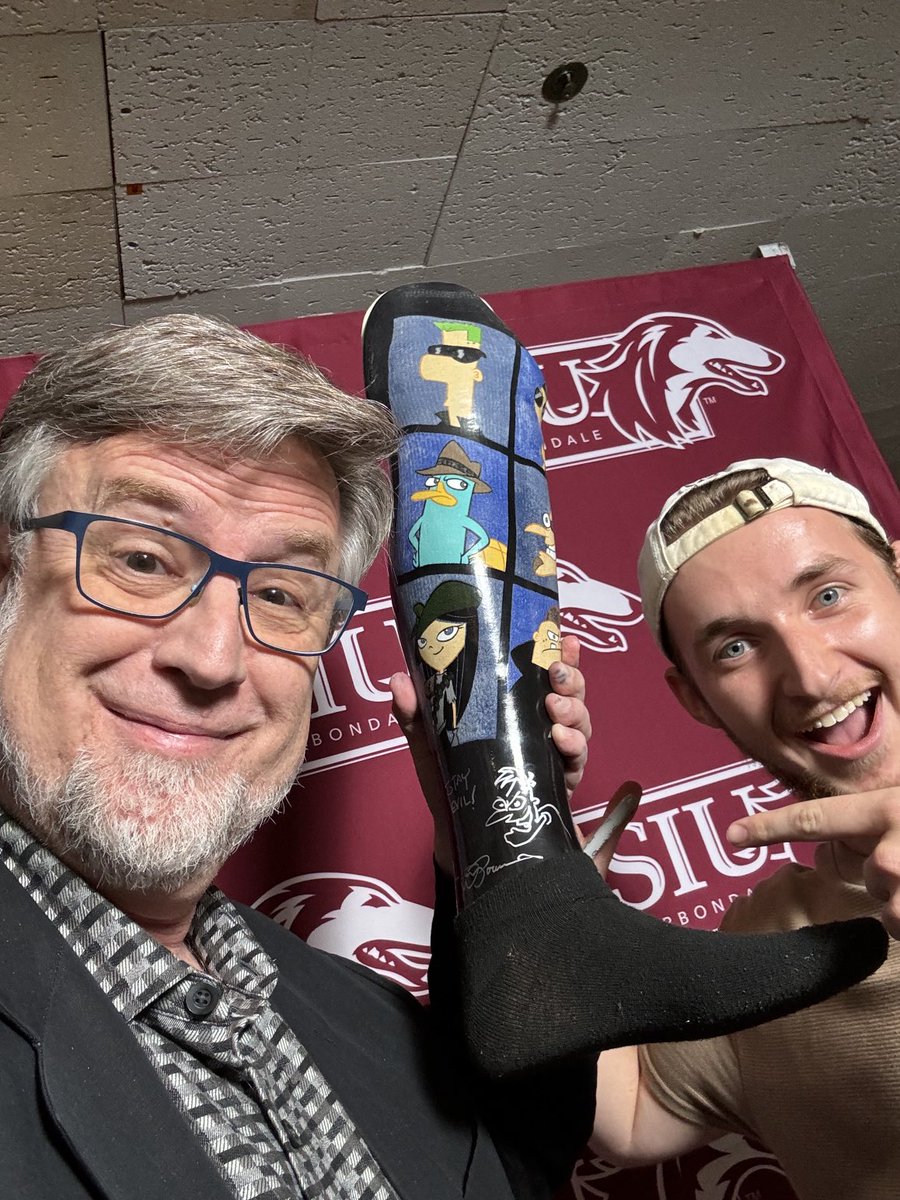 I can honestly say that this is the first time I’ve signed a Phineas and Ferb-themed prosthetic leg