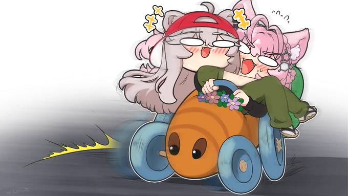 にんじんカーでドライブするほわいとらいおんとコヨーテ #holoGTAFA #こよりすけっち #ししらーと 