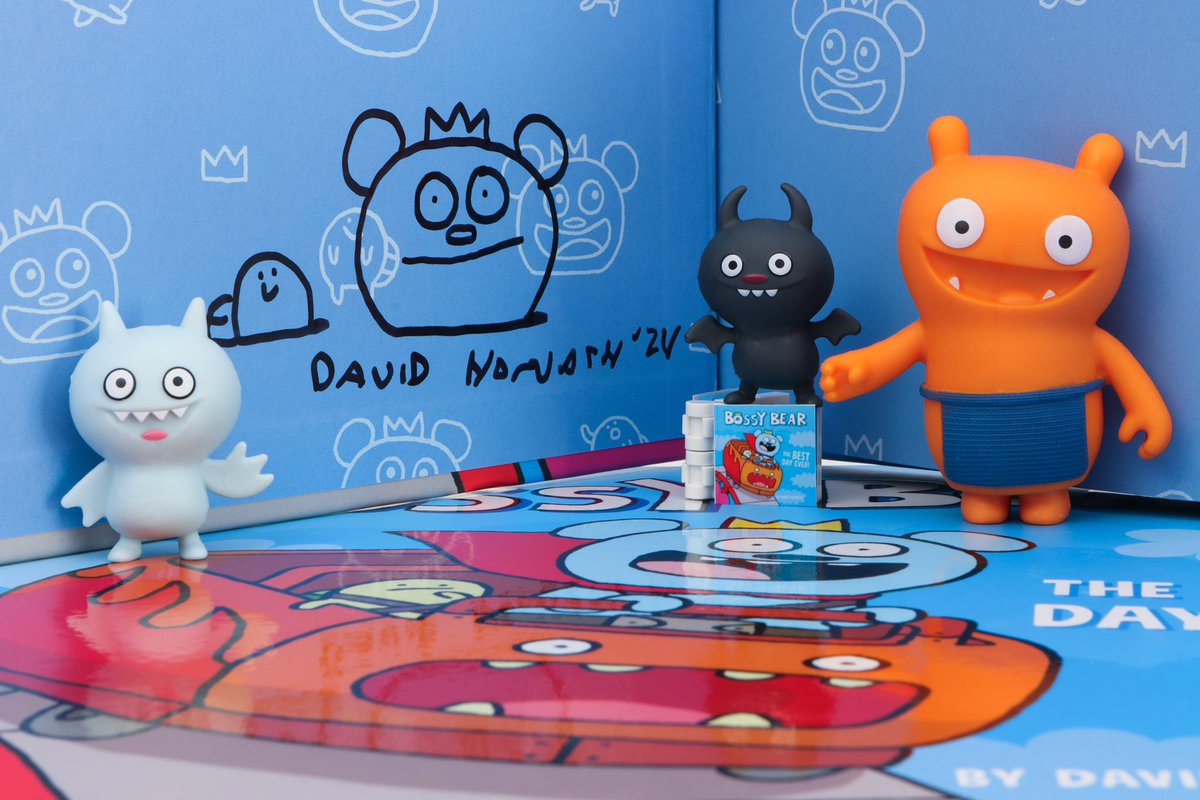The group got a signed copy of one of their favorite books! Now they just need to get their tiny copy signed. #howuglyru #uglydolls #bossybear