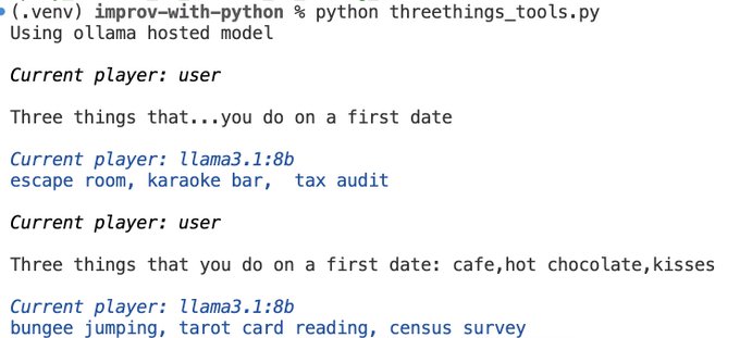 Thumbnail image for talk titled Playing improv... with Python?