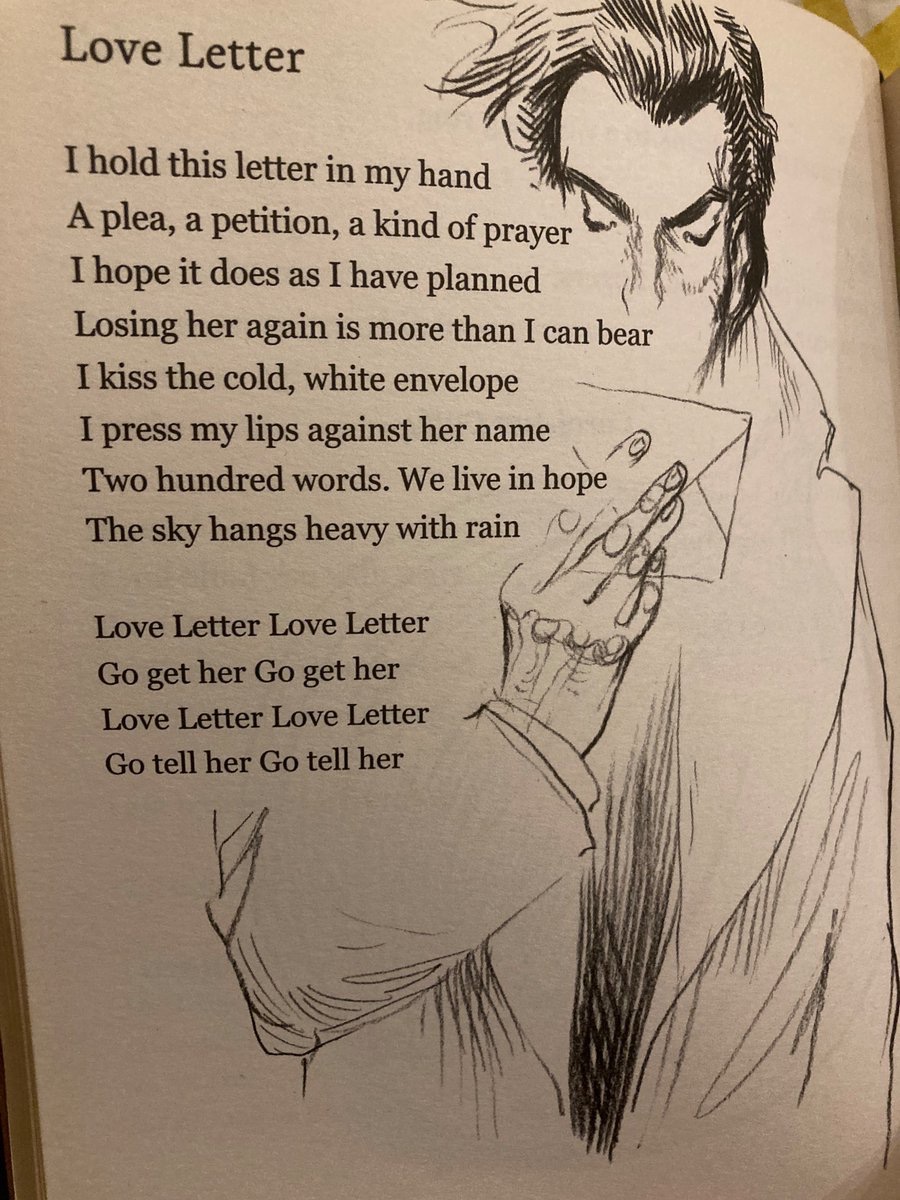 CanaryHiroshima's tweet image. #MessageInTheMusic

This is @chrisriddell50 illustrations of #NickCave’s beautiful #LoveLetter (from his Poems To Live Your Life By anthology)

The words live on the page as powerfully as in song

this live version is special too ✉️ 🖋️ ❤️ ⛈️ 

LIVE💥 m.youtube.com/watch?v=pcX-fG…