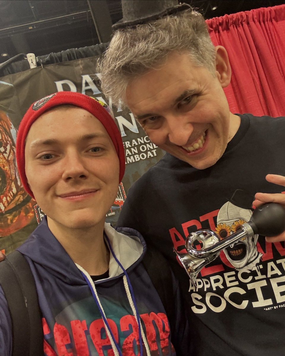 TheRealDudja's tweet image. Getting to meet the talented and super sweet @davidhowardthornton was an absolute joy 🤩 you know him as ART THE CLOWN in the Terrifier films. A legend already and he’s just getting started. Look for him in #Terrifier3 out everywhere October 10th #davidhowardthornton #arttheclown…