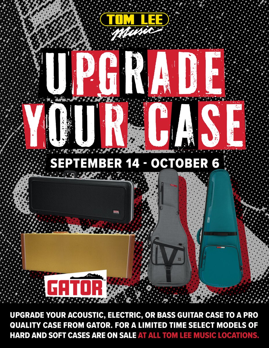 Tom Lee Music Canada (@tomleemusic) on Twitter photo Upgrade your case to new <a href="/gatorcases/">Gator Cases</a> with these amazing deals at all Tom Lee Music locations and online now through October 6th! Choose from hard or soft cases for acoustic, electric, and bass guitars. 🎸✨ tinyurl.com/ymn7u5wf #guitarcases #promo #sale #vancouver #yvr Upgrade your case to new <a href="/gatorcases/">Gator Cases</a> with these amazing deals at all Tom Lee Music locations and online now through October 6th! Choose from hard or soft cases for acoustic, electric, and bass guitars. 🎸✨ tinyurl.com/ymn7u5wf #guitarcases #promo #sale #vancouver #yvr