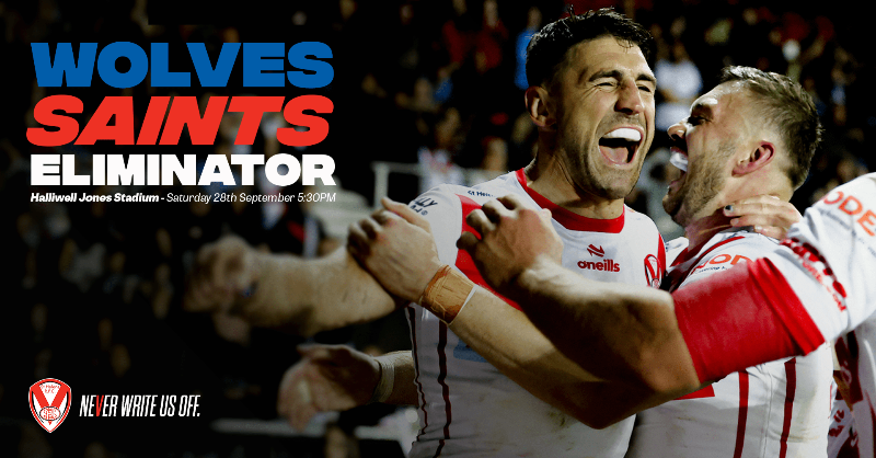 Saints1890's tweet photo. The Saints are likely to face Warrington Wolves next Saturday (28th September) in an Eliminator Play-Off
Provisional away ticket details have been confirmed, with full details to be finalised following the completion of the full round of fixtures β¬
#NeverWriteUsOff π» | #COYS