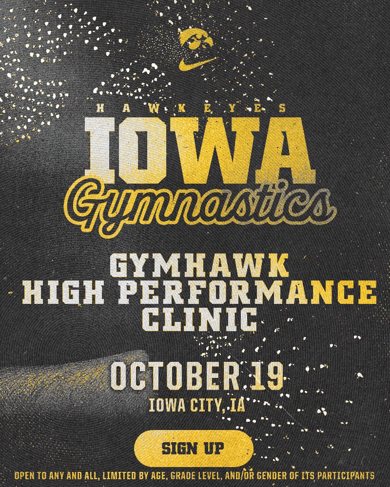 𝗥𝗘𝗚𝗜𝗦𝗧𝗥𝗔𝗧𝗜𝗢𝗡 𝗡𝗢𝗪 𝗢𝗣𝗘𝗡!

🤸‍♀️ High Performance Clinic
🗓️ October 19
📍 Iowa City, IA
✍️ spr.ly/6012oXTBo

#Hawkeyes