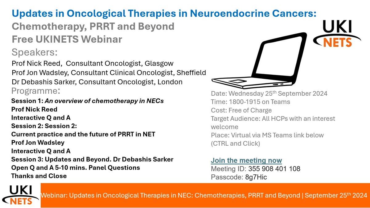 Show up at 18:00 on 25.09.2024 to get an update about therapy in NETs.

See you then... 💻