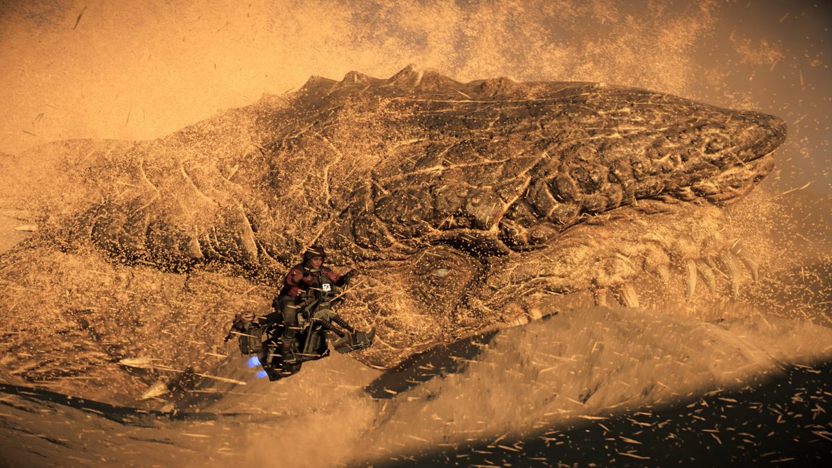 lostbrain94's tweet image. Jugando al pilla pilla con un dragón krayt y probando el modo foto en #StarWarsOutlaws 
Nix es adorable 😍