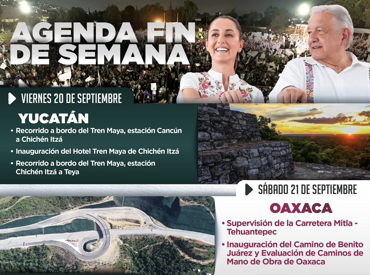 Les comparto la agenda de la gira que realizaremos junto con el presidente <a href="/lopezobrador_/">Andrés Manuel</a>.