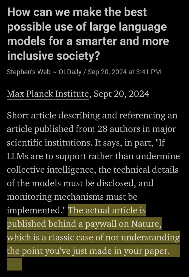 François Jourde (@jourde) on Twitter photo One of the multiple reasons why we need critical voices like <a href="/Downes/">Downes @Downes@mastodon.social</a>. Paywalls are a daily frustration One of the multiple reasons why we need critical voices like <a href="/Downes/">Downes @Downes@mastodon.social</a>. Paywalls are a daily frustration