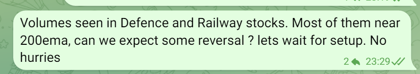 Ramesh_views's tweet photo. #Railwaystocks #DefenceStocks 🔥

Shared my view on group yesterday. Today stocks gave good bounce. https://t.co/mSvVKsTCcx