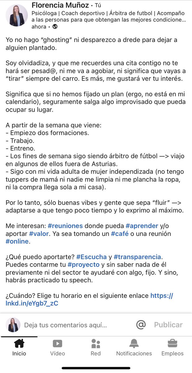 florencia_psico's tweet photo. Paso de hablar de algo que me sucede en el día a día a proponer reuniones de trabajo. 

Muy mío.

Y lo dejo por aquí por si alguien quiere crecer.

Mi agenda disponible la podéis ver aquí: https://t.co/jxWIbB5RYa https://t.co/7Mpr7O3AYn