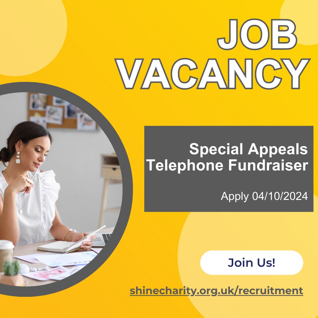 We are hiring! Shine is looking for an enthusiastic, motivated and confident communicator to join its successful telephone sales team. 
Find our more here: shinecharity.org.uk/recruitment/sp…