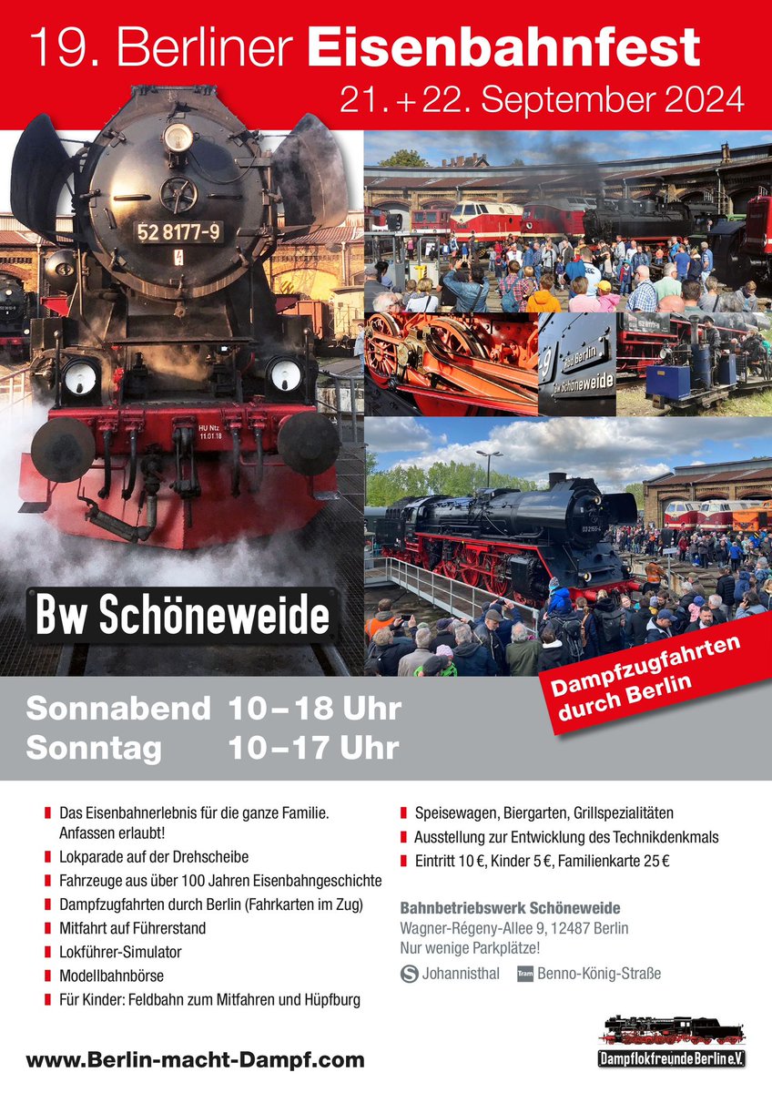 Stellwerksmann's tweet photo. Werte Bürgerinnen und Bürger!
Der Deutsche Modelleisenbahn-Verband der DDR (DMV) feiert am Wochenende sein beliebtes Eisenbahnfest im Bahnbetriebswerk Berlin-Schöneweide.
Kommen Sie zahlreich vorbei! https://t.co/vlpnxp2926