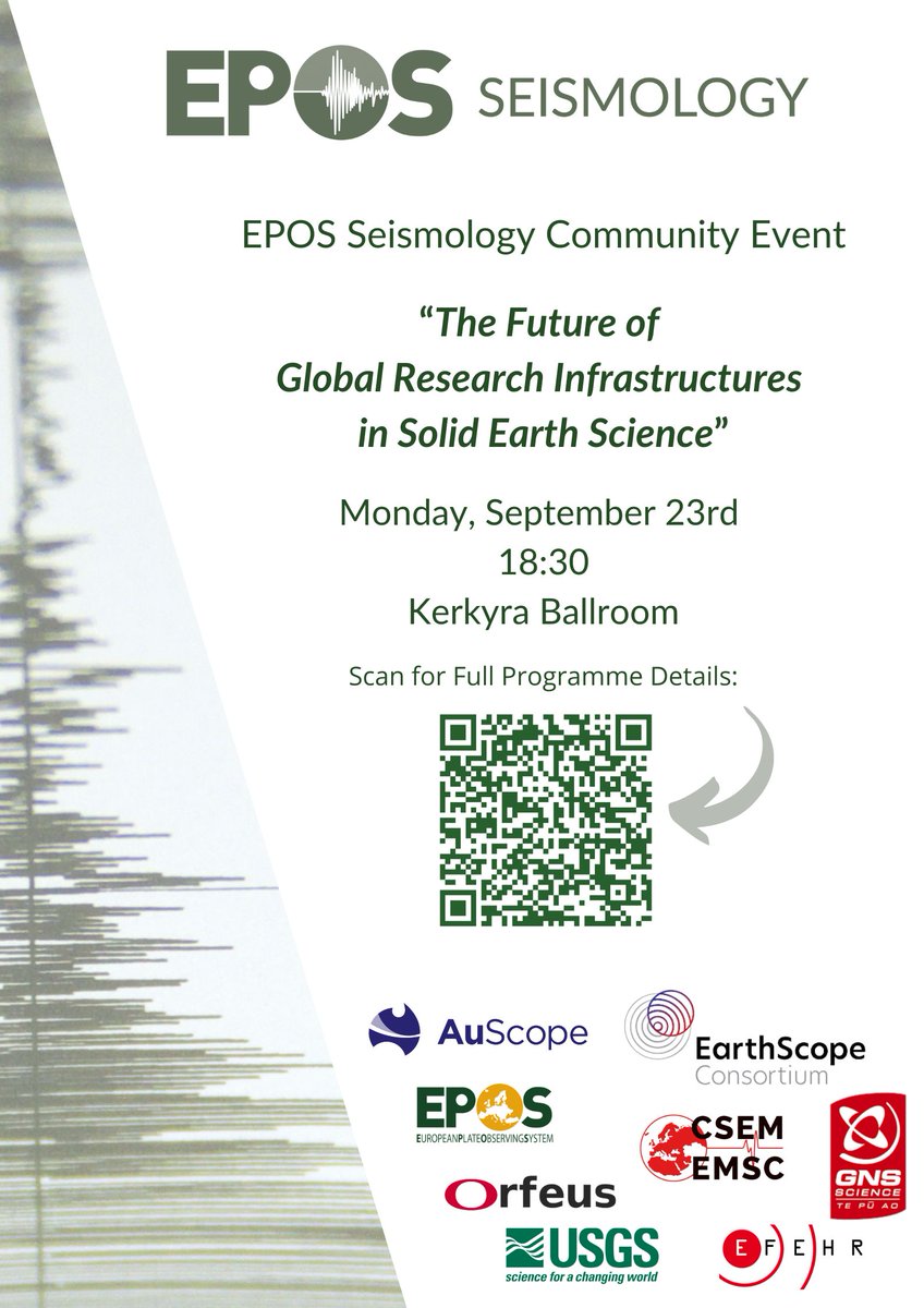 EPOSeu's tweet photo. We look forward to welcoming you🫵to the EPOS Seismology event at the #EuropeanSeismologicalCommission
#GeneralAssembly2024❗
📅Sept 23|📍Kerkyra Ballroom|⏰18:30
ℹ https://t.co/BXJzWk53wx
Discover how global collaboration is shaping the future of #solidEarthscience #research! https://t.co/YEGMVmwDdD