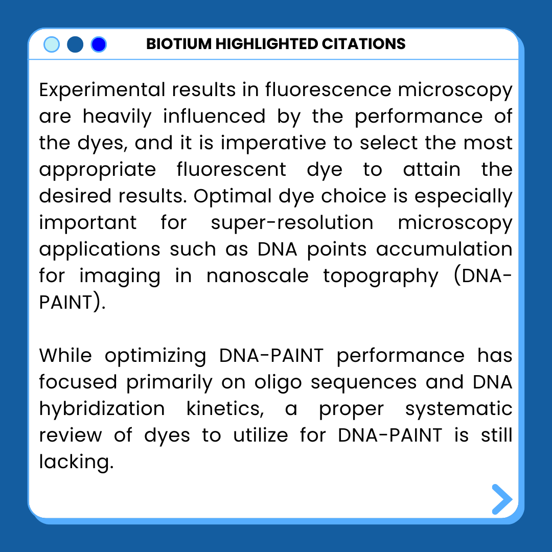 biotium's tweet photo. 📚✨ Hot off the press: Read how our CF® Dyes for super-resolution #microscopy performed for DNA-PAINT in this #publication from Nature Methods! https://t.co/wAhHqOLA1D

#sciencearticle #sciencepublication #fluorescentdye #sciencecompany #naturemethods #dna #superresolution https://t.co/kwBFQ6pALW