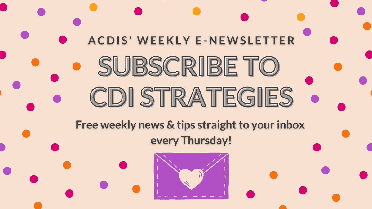 We can't believe it's the last day of #CDIWeek2024! If you'd like to stay in the loop about all things #ACDIS and get weekly #CDI news straight to your inbox every Thursday, make sure to subscribe to CDI Strategies for free today: hubs.la/Q02Q062F0