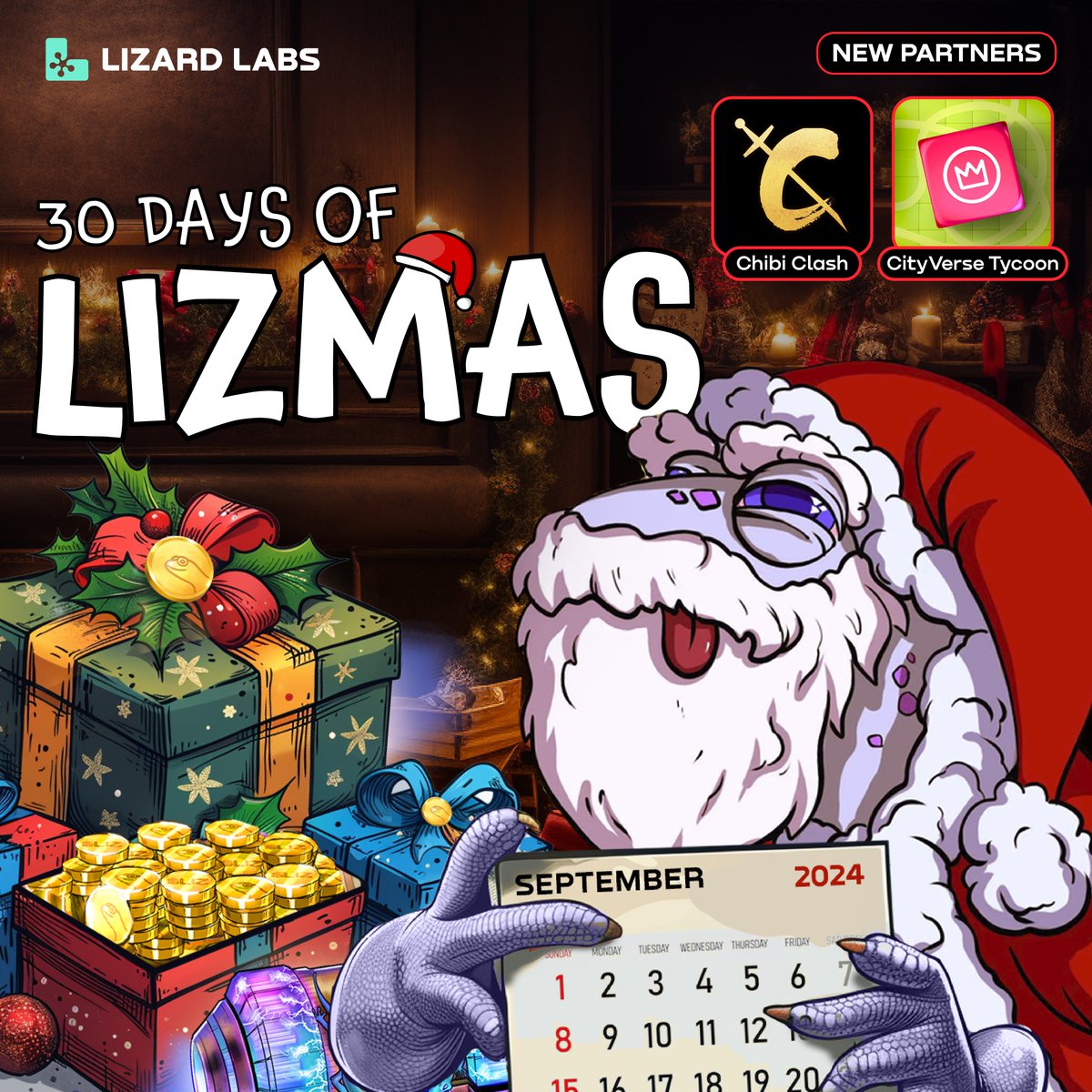 Ethlizards's tweet photo. Nothing like festive Fridays in the Lizard Lounge!

Welcome Chibi Clash and Cityverse Tycoon to 30 Days of Lizmas! 🎄

Their community members and asset holders get a higher score in our programmatic airdrop, increasing their rank to qualify for $LIZ at TGE🪂 https://t.co/qiX9FMMtRK