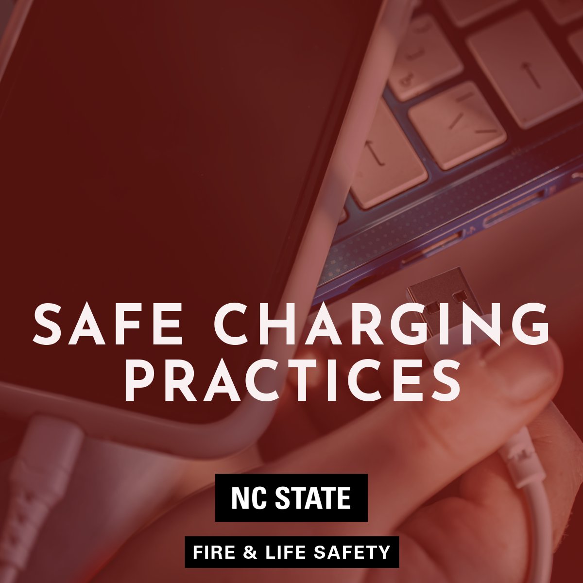 ncstatefls's tweet photo. Today's Friday Fire Safety Tip: Safe Charging Practices ⚡

Many of our everyday devices have lithium-ion batteries and require care when charging. Check our our Facebook to learn some fire prevention tricks before you plug in!

#FireSafety #NCState #BePackReady https://t.co/VIpN2Mu2dJ