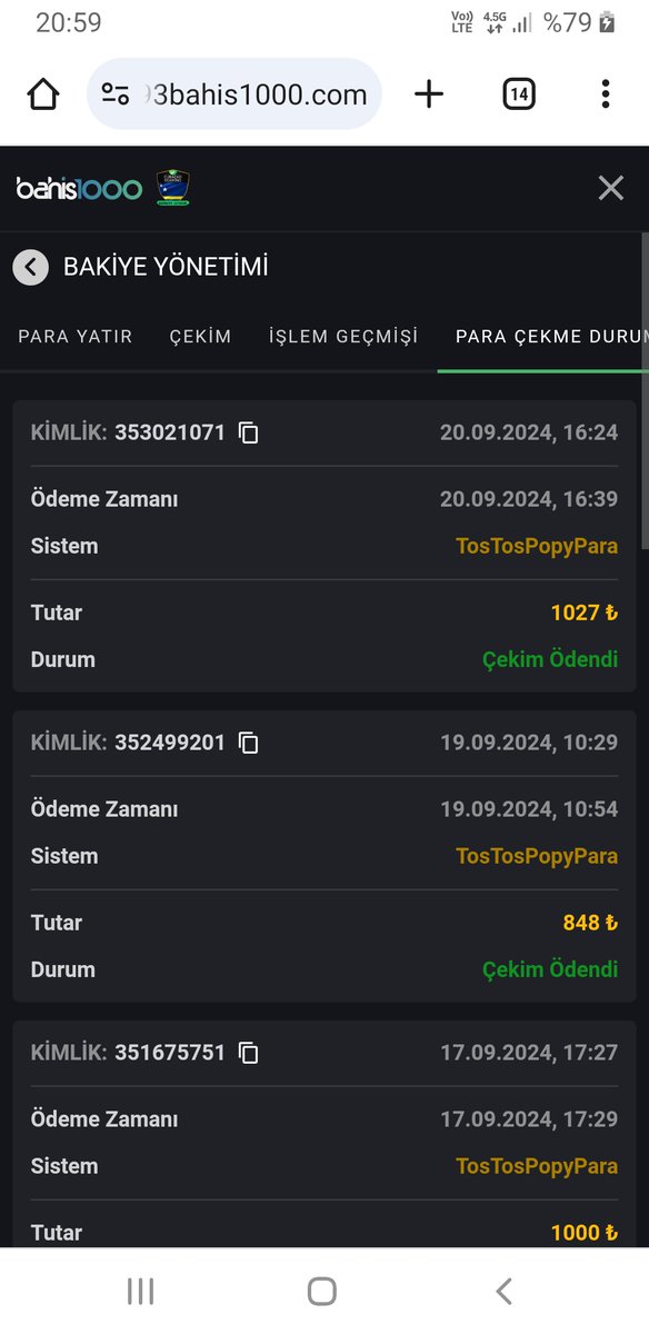 bahis1000 den 1027 tl 15 dk da popyapara hesabima aktarilmistir tesekurler #bahis1000