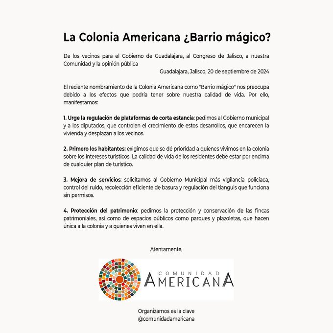 1. 🎉 La Americana, ahora "Barrio Mágico"

Esta es la postura crítica de los vecinos 👇

Abro 🧵