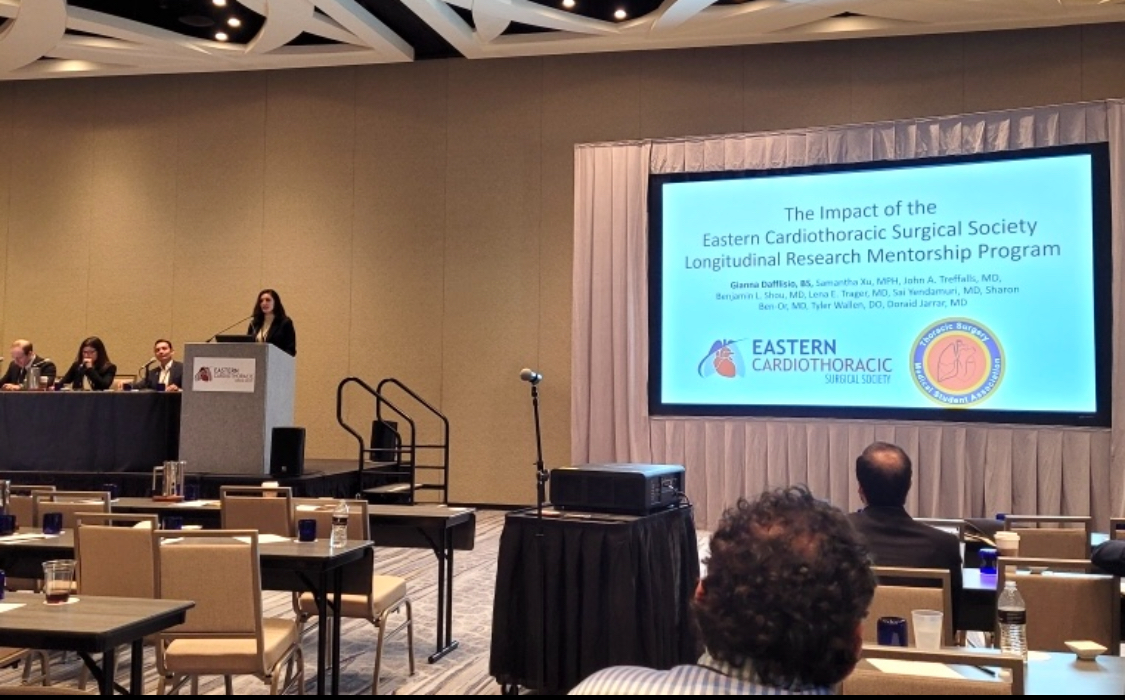TSMA (@thoracicstudent) on Twitter photo Our President <a href="/GiannaDafflisio/">Gianna D'Afflisio</a> gave a great presentation on our collaborative effort with <a href="/ECTSS_CTsurg/">Eastern Cardiothoracic Surgical Society</a> evaluating the impact of a longitudinal research mentorship program for medical students.
We are so grateful to <a href="/ECTSS_CTsurg/">Eastern Cardiothoracic Surgical Society</a> for their commitment toward trainee programming! Our President <a href="/GiannaDafflisio/">Gianna D'Afflisio</a> gave a great presentation on our collaborative effort with <a href="/ECTSS_CTsurg/">Eastern Cardiothoracic Surgical Society</a> evaluating the impact of a longitudinal research mentorship program for medical students.
We are so grateful to <a href="/ECTSS_CTsurg/">Eastern Cardiothoracic Surgical Society</a> for their commitment toward trainee programming!
