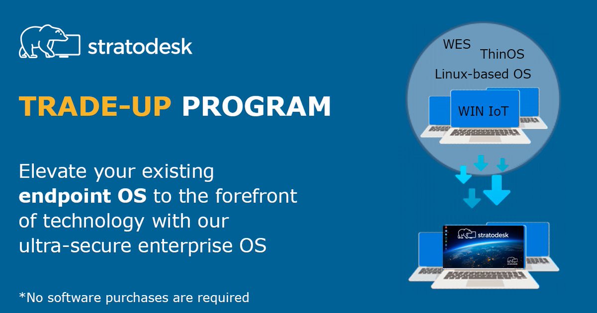 stratodesk's tweet image. Upgrade your operating system with our exclusive trade-up program! Swap your current edge OS for the most secure, highest-performing enterprise OS. 🔄✅

Learn more: 👉 hubs.la/Q02QBshw0

#UpgradeYourOS #AdvancedEnterpriseOS #TradeUpProgram #NoTouchOS #Stratodesk #thinOS