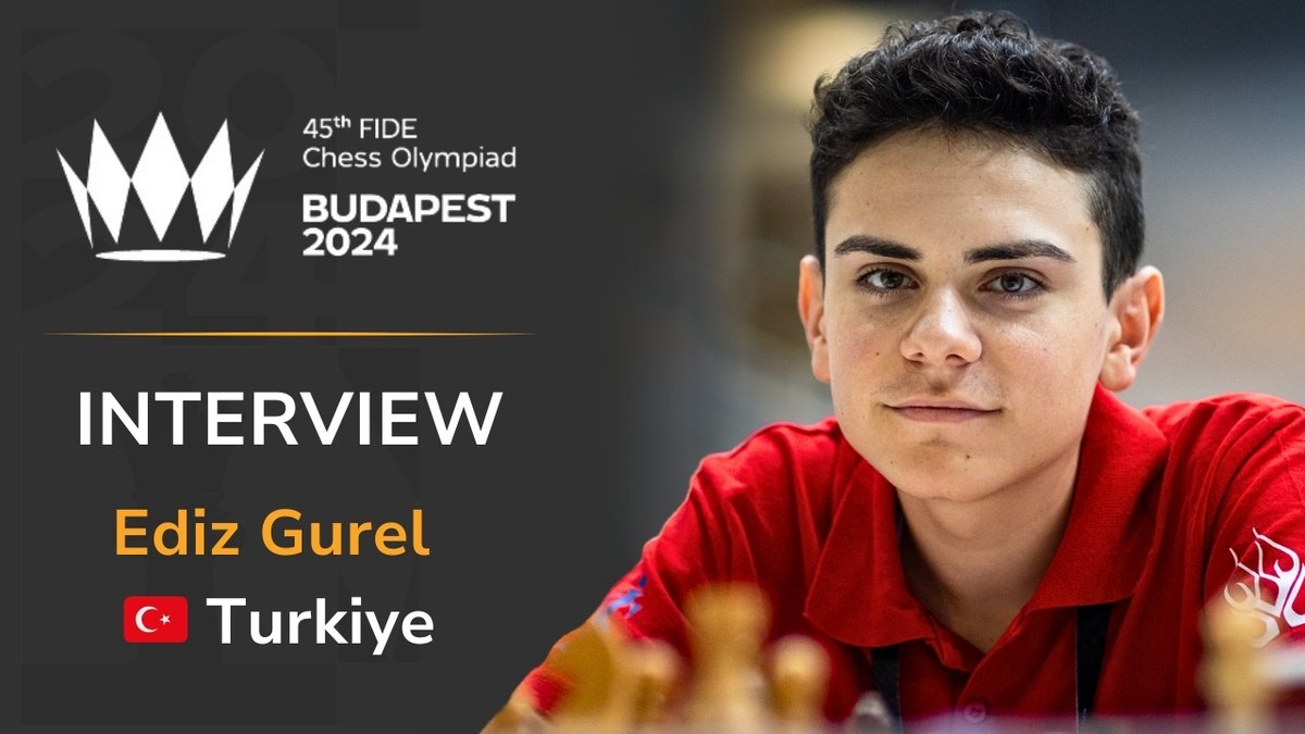 FIDE_chess's tweet photo. "I'm spending 3-4 hours for every game, for its preparation phase and in the game, I try to focus a lot. I am giving my best for the team basically," said Ediz Gurel 🇹🇷 on his incredible run with 8/9 at the 45th FIDE #ChessOlympiad 

Watch full interview 🔗https://t.co/pBARFWpzPU https://t.co/S7yaZzojwa